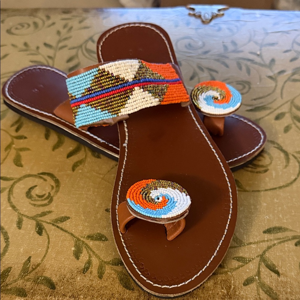 Colorful Hand Beaded Sandals
